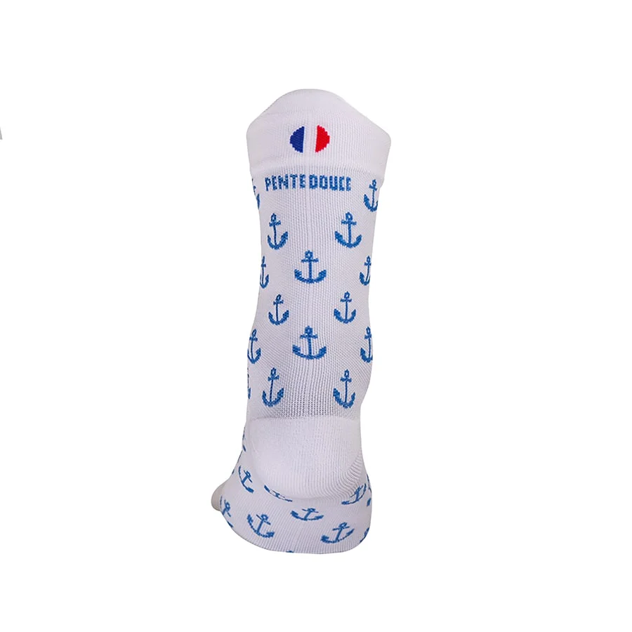 Chaussettes de cyclisme - La blanche à ancres – Image 3